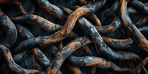 Abstract intricate intertwined wood branches