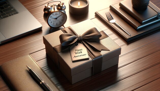 Elegant Work Anniversary Gift on a Professional Desk