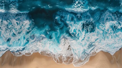 Ocean waves breaks on beach shore