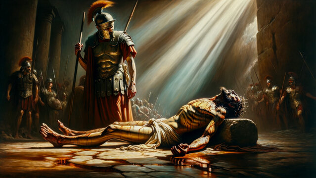 Pillar of Torment: Jesus Lies Collapsed After the Agony of Scourging &ndash; Christ&rsquo;s Sacrifice for Humanity at the hands of Roman Soldiers
