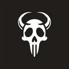 Skull Vector Icon. Black and white human skull