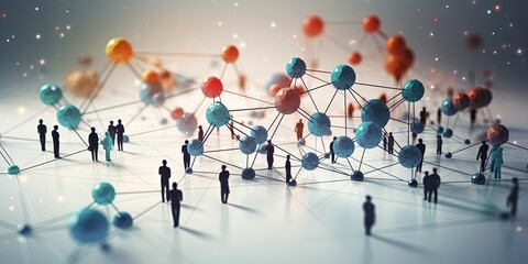 Connection, network, relation concept. human relation and network model diagram.