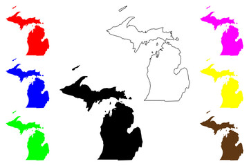 State of Michigan (United States of America, USA or U.S.A.) silhouette and outline map