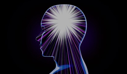 Geometrical man face with abstract lines - 3D illustration