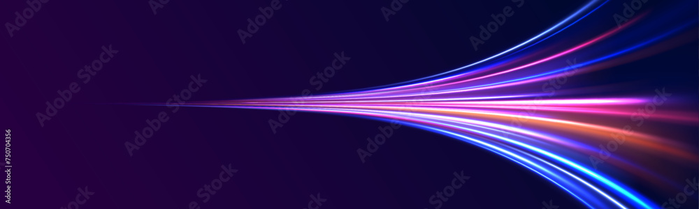 Fototapete Modern abstract high-speed light trials effect. Futuristic dynamic movement technology. Velocity pattern for banner or poster design background idea. Vector eps10.