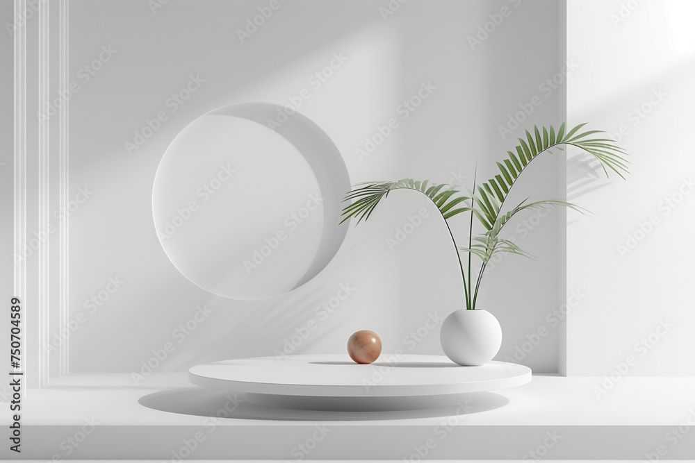 Aufkleber A minimalist geometric mockup scene featuring clean lines and subtle shapes, with a sleek design platform positioned at the center.