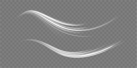 White glowing shiny lines effect vector background. Dynamic rays. Neon motion vector effect. Light trail wave, fire path trace line and effect curve twirl. 