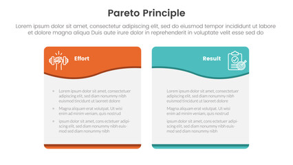 pareto principle comparison or versus concept for infographic template banner with wave swirl table box with two point list information - obrazy, fototapety, plakaty