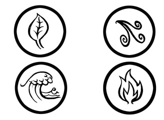 Four elements icon set