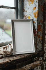 Vertical Empty Frame Mockup Concept., Frame blank mock up