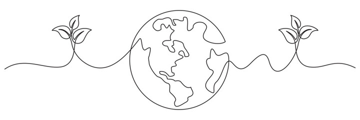 earth continuous line vector