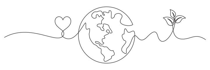 earth continuous line vector