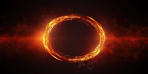 Glowing burning ring dark background grainy gradient orange red yellow black noise texture banner abstract background - Powered by Adobe