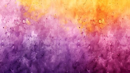 Colorful Watercolor Background with Purple and Yellow Gradations and Orange Touches