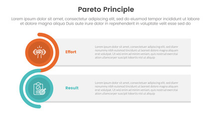 pareto principle comparison or versus concept for infographic template banner with rectangle box stack and circle wave with two point list information - obrazy, fototapety, plakaty