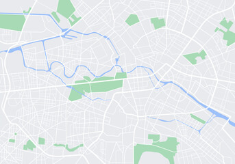 Vector map of the city center of Berlin, Germany