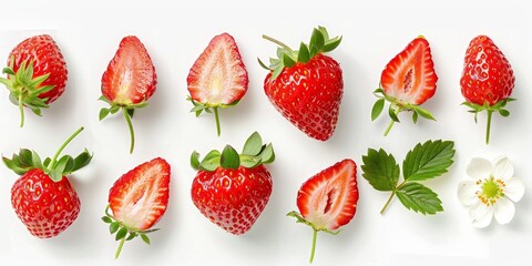 Set of ripe strawberries
