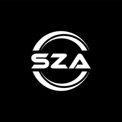 SZA letter logo design with black background in illustrator, vector logo modern alphabet font overlap style. calligraphy designs for logo, Poster, Invitation, etc. - obrazy, fototapety, plakaty