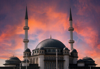 View of Taksim Mosque with its wonderful architecture in Taksim Square. Islamic architecture....