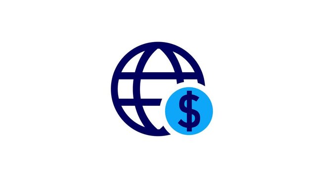 Global icon isolated with dollar sign .