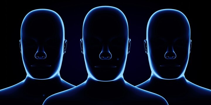 Geometrical men faces - 3D illustration