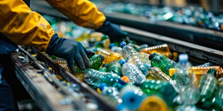 conveyor for recycling and sorting garbage from plastic bottles