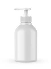 Plastic bottle set with dispenser pump, 3d illustration.