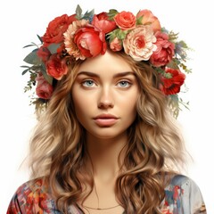 Naklejka premium Woman Wearing Flower Crown