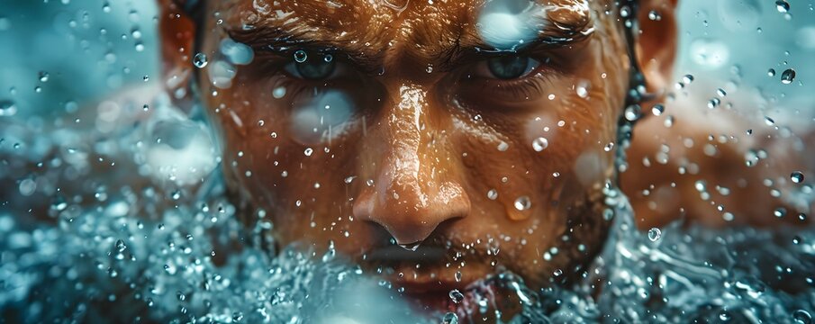 An athlete regardless of gender or race perseveres in the rain showcasing the determination and sweat of champions. Concept Sports, Athlete, Determination, Rain, Perseverance