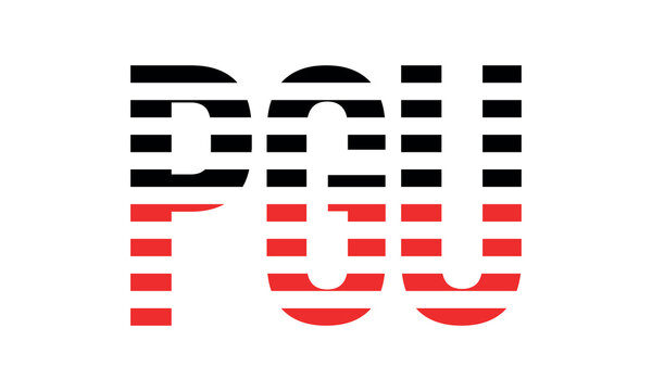 PGU three initial letter iconic line negative space minimal logo design vector template. monogram, abstract, wordmark, business, typography, minimalist, brand, company, flat, modern, unique, simple