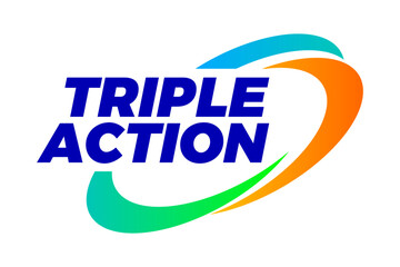 Triple Action, 3x vector icon logo badge