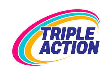 Triple Action, 3x vector icon logo badge