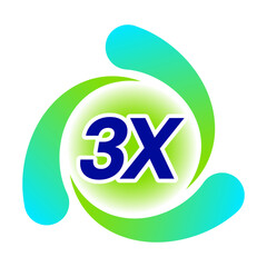 Triple Action, 3x vector icon logo badge