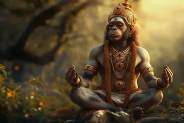 Foto op Canvas Meditating Hanuman, an ape-like deity, the leader of the monkeys © Goolya
