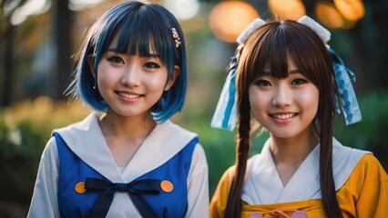 Japanese Girls Cosplaying As Anime Characters - obrazy, fototapety, plakaty