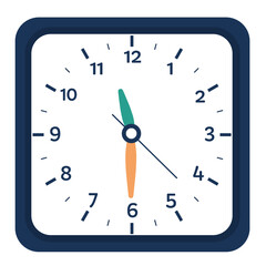 Square Wall Clock At 11:30, Time Illustration 