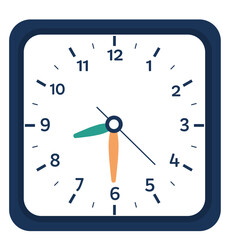 Square Wall Clock At 8:30, Time Illustration 