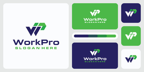 W I P initials vector logo design with modern, simple, clean and abstract geometric style.