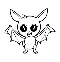 Bat cartoon coloring page for kids - coloring book