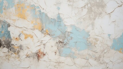 Textured wall with pastel peeling paint and crack patterns