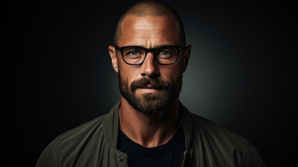 Fototapeta premium Serious businessman with glasses and beard.