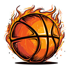 basketball on fire Vector illustration flaming basketball.