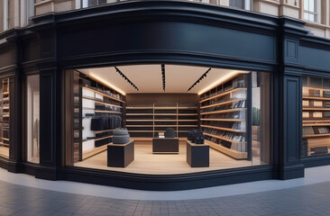 Fototapeta premium The front of the street shop. street shop, building has classic style and pastel color scheme