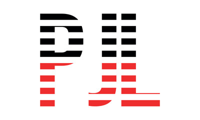 PJL three initial letter iconic line negative space minimal logo design vector template. monogram, abstract, wordmark, business, typography, minimalist, brand, company, flat, modern, unique, simple