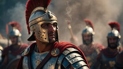 Roman centurion with Roman soldiers