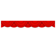 Red theater curtain, stage play, which realistic luxury curtain cornice decor domestic fabric interior drapery textile lambrequin, vector illustration