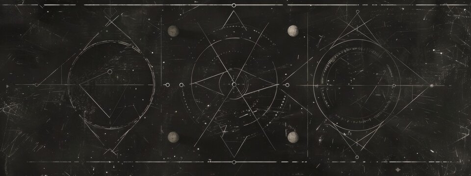 dark background of platonic solids and sacred shapes