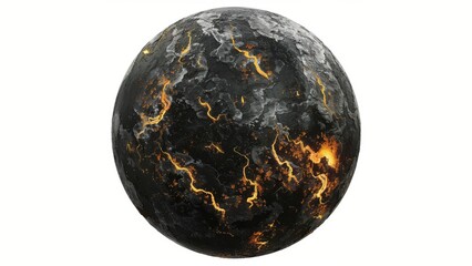 Black planet, white background and lava 