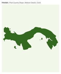 Panama plain country map. Medium Details. Solid style. Shape of Panama. Vector illustration.