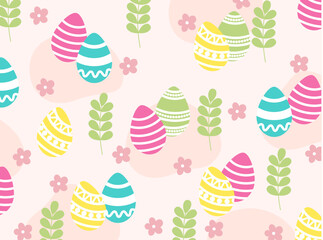 background pattern in delicate colors Easter eggs flowers
